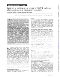 Spectrum of Splicing Errors Caused by CHRNE Mutations Affecting Introns and Intron/Exon Boundaries K Ohno, a Tsujino, X-M Shen, M Milone, a G Engel