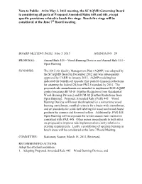 Wood-Burning Devices and Amend Rule 444 – Open Burning