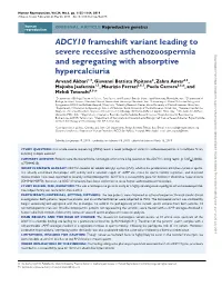 ADCY10 Frameshift Variant Leading to Severe Recessive