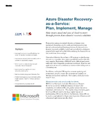 Azure Disaster Recovery- As-A-Service: Plan, Implement, Manage Help Ensure Speed and Ease of Cloud Recovery Through Proven Azure Disaster Recovery Solutions