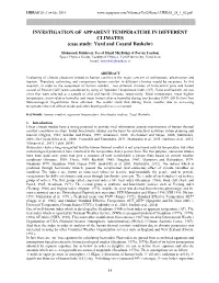 INVESTIGATION of APPARENT TEMPERATURE in DIFFERENT CLIMATES (Case Study: Yazd and Coastal Bushehr)