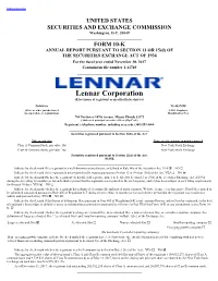 Lennar Corporation (Exact Name of Registrant As Specified in Its Charter)