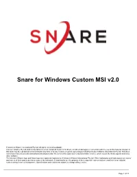 Snare for Windows Custom MSI V2.0