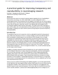 A Practical Guide for Improving Transparency and Reproducibility in Neuroimaging Research Krzysztof J
