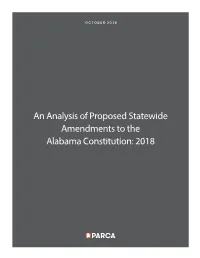 An Analysis of Proposed Statewide Amendments to the Alabama State
