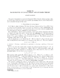 Background on Local Fields and Kummer Theory