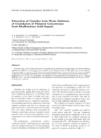 Extraction of Cyanides from Waste Solutions of Cyanidation of .Lotation