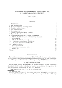 Hilbert's Tenth Problem Over Rings of Number-Theoretic