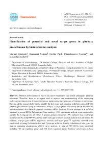 Identification of Potential and Novel Target Genes in Pituitary Prolactinoma by Bioinformatics Analysis