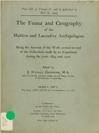 The Fauna and Geography of the Maldive and Laccadive Archipelagoes
