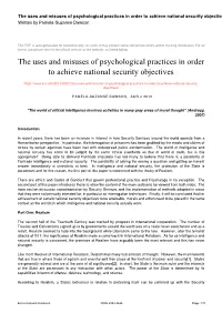 The Uses and Misuses of Psychological Practices in Order to Achieve National Security Objectives Written by Pamela-Suzanne Dawson