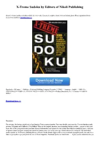 X-Treme Sudoku by Editors of Nikoli Publishing