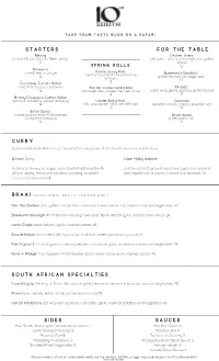 10 Degrees Menu