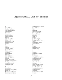 A-Z Entries List