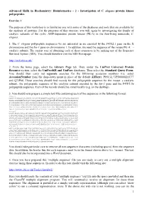 Bioinformatics - 2 - Investigation of C