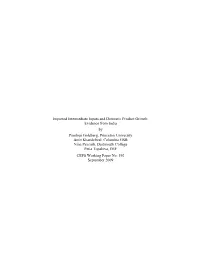 Imported Intermediate Inputs and Domestic Product Growth: Evidence from India
