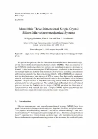Monolithic Three-Dimensional Single-Crystal Silicon Microelectromechanical Systems
