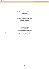 1 the Knowledge-Based Economy Bob Jessop Institute for Advanced