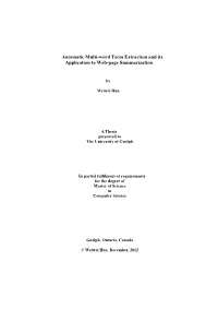 Automatic Multi-Word Term Extraction and Its Application to Web-Page Summarization