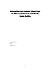 Hobbes's Use of the Bible in Leviathan in the Context of The