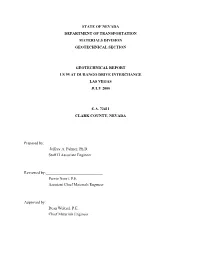Nevada Department of Transportation Materials Division Geotechnical Section