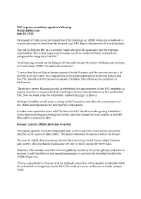 PAC to Press on Without Speaker's Blessing Malaysiakini.Com July 30, 2015