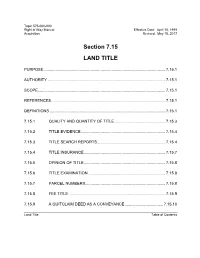 Right of Way Manual, Section 4.1, Land Title