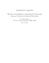 Supplementary Appendix the Rise of the Engineer