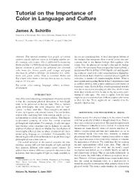 Tutorial on the Importance of Color in Language and Culture